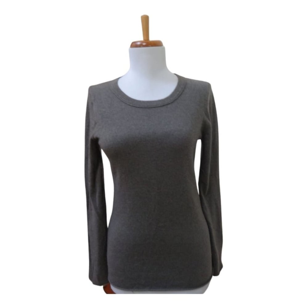 VGUC - LANDS' END Heather Brown 100% Cashmere Crewneck Sweater Size S